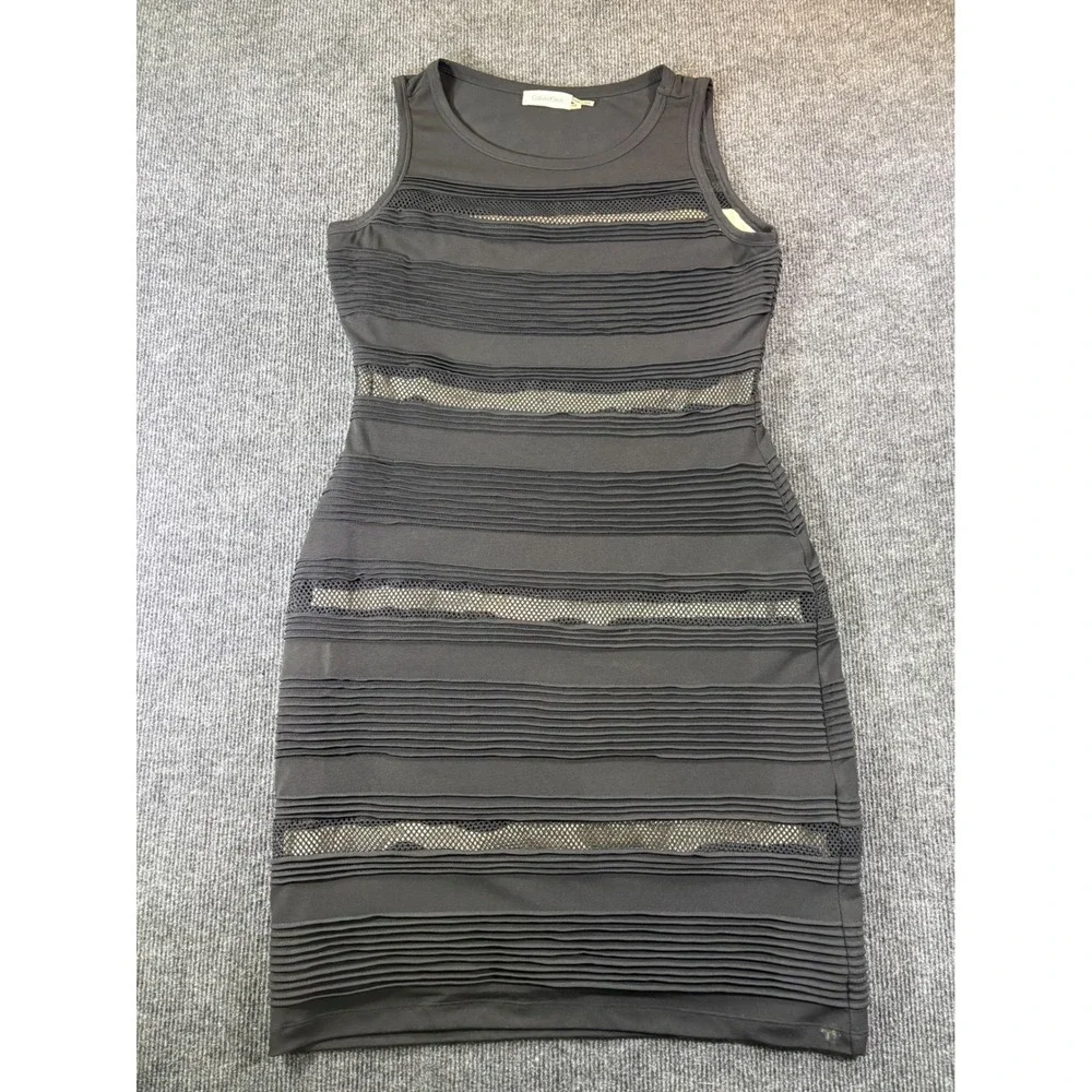 Calvin Klein Womens Black Pleated Mesh Panel Sheath‎ Dress CDUG4811 Size 10